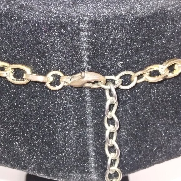 WOMEN'S TURQUOISE & BLUE STONE AND CRYSTAL GLASS BEADED CHOKER CHAIN NECKLACE - Picture 5 of 5